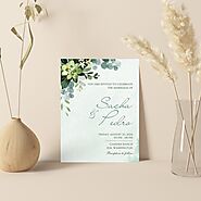 WHITE HANDMADE COTTON WEDDING INVITATION : SPRING_DIGITAL - 123WeddingCards