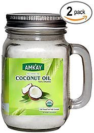 Amkay Organic Coconut Oil Extra Virgin Cold Pressed Unrefined for Hair, Skin, Cooking, Baking ,Health, Beauty, Pets, ...