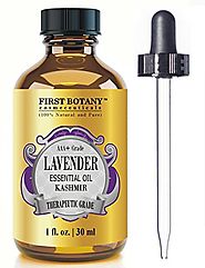 Kashmir Lavender Essential Oil with a Glass Dropper - 1 fl. oz - 100% Natural – Ideal for Aromatherapy, Massages, Hai...