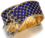 Victorian gold, enamel, and diamond bracelet.