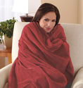 Sunbeam Microplush Throw Camelot Cuddler Heated Electric Warming Heating Blanket, Cranberry Red