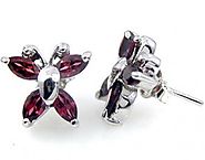 2.05ctw Genuine Garnet & Solid .925 Sterling Silver Stud Earrings (SJE10001G)