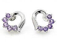 1.50ctw Genuine Amethyst & Solid .925 Sterling Silver Stud Earrings (SJE10002A)