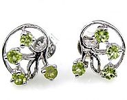 1.20ctw Genuine Peridot & Solid .925 Sterling Silver Stud Earrings (SJE10003P)