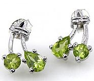 1.70ctw Genuine Peridot & Solid .925 Sterling Silver Stud Earrings (SJE10004P)