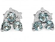 1.00cts Genuine Blue Topaz & Solid .925 Sterling Silver Stud Earrings (SJE10005BT)