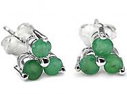 1.00cts Genuine Emerald & Solid .925 Sterling Silver Stud Earrings (SJE10005EMR)