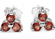 1.00cts Genuine Garnet & Solid .925 Sterling Silver Stud Earrings (SJE10005G)