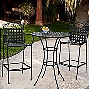 3 Piece Outdoor Bistro Set Bar Height -Black. This Traditional Patio Furniture is Stylish and Comfortable. Bistro Set...