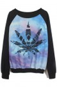 ROMWE | Galaxy Maple Leaf Print Black Sweatshirt, The Latest Street Fashion
