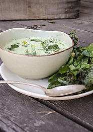 chilled cucumber soup with farm fresh herbs