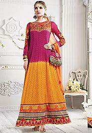 Pink & Orange Color Georgette Designer Salwar Kameez
