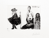 Jeune fille, Célestine et Petit-Maître - Signed Picasso Etching - John Szoke