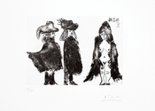 Cavalier et son valet, et Jeune Fille vêtue d'une mante - Signed Picasso Etching - John Szoke