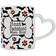 Dachshund Gifts Best Daschund Mom Ever Doxie Breed Weiner Dog Heart Handle Gift Coffee Mug Tea Cup Heart Handle