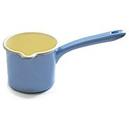 Blue Enamelware Spouted Milk Pot
