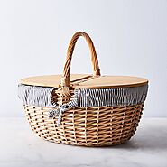 Blue & White Stripe Picnic Basket