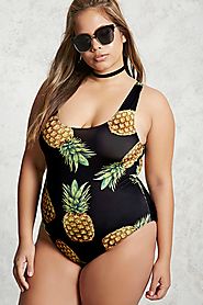 Plus Size Pineapple Bodysuit $17.90 @ Forever 21