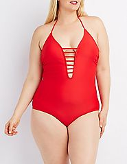 Plus Size Caged Halter One-Piece Swimsuit $23.99 (reg. $29.99) @ Charlotte Russe