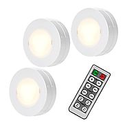 SOLLED Wireless LED Puck Lights with Remote Control, Battery Powered Dimmable Kitchen Under Cabinet Lighting, 4000K N...