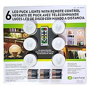 Capstone 6 LED Wireless Puck Lights with Remote Control, White