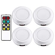 Dewenwils Wireless LED Puck Light with Remote Control (Timer+ Dimmer), 3000K Warm White Stick-on Tap lights Battery O...