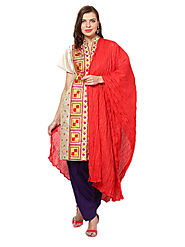 Castle Red Solid Cotton Dupatta