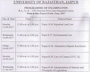 Rajasthan University Date Sheet 2017