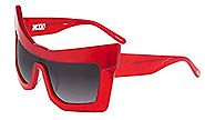 LINDA FARROW KTZ Cat Eye Mask Chunky Translucent Red Polarized KTZ7 Sunglasses