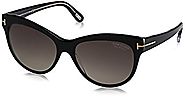 Tom Ford 05D Black Lily Cats Eyes Sunglasses Polarised Lens Category 3
