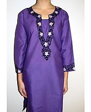 Classy Purple Designer Long Cotton Tunic