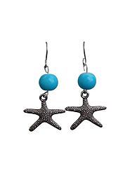 Starfish Aqua Bead Earrings