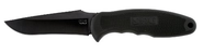 SOG Specialty Knives & Tools FP6-L Pup II, 4-3/4-Inch Straight Edge Fixed Blade Knife with Leather Sheath, Black TiNi