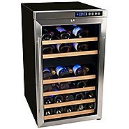 Edgestar 34 Bottle Free Standing Dual Zone Wine Cooler - Black/Stainless Steel