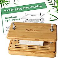 Bamboo Tofu Press, Built in Tofu Strainer and Drip Tray with Cheesecloth- Easily Remove Water from Tofu, Tofu Drainer...