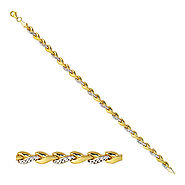14K Yellow Gold Bud Bracelet With White Gold Embellishments