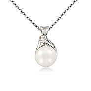 14K White Gold Cultured Pearl Pendant