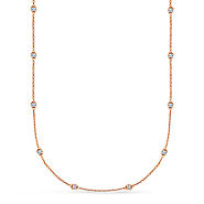 Bezel Set Diamond Long Station Necklace in 18K Rose Gold