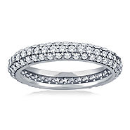 Pave Set Rounded Diamond Eternity Ring in 14K White Gold