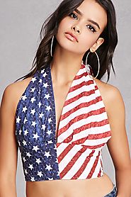 American Flag Halter Crop Top $35 @ Forever 21