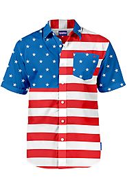 Men's American Flag Hawaiian Shirt $40 @ Tipsy Elves
