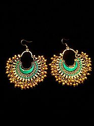 Afghan Red Full Meena Chandbali Oxidized Earrings