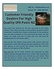 Customer friendly dealers for high quality spa pools nz