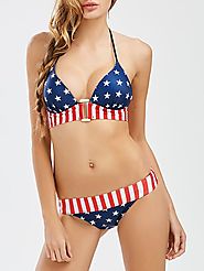 Halter Patriotic American Flag Bikini $14.08 @ Rosegal