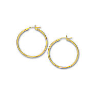 14K Yellow Gold Plain Hoop Earrings