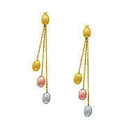 Pebbles Multi Drop Dangle Earrings in 14K Tri Color Gold