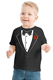Ann Arbor T-shirt Co. Big Boys' Tuxedo Tee | Kid's Wedding Youth & Toddler Shirt