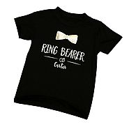Muxika Toddler Kid Baby Boy Girl Short Sleeve "Ring Bearer Cute" Print T-Shirt (5T, Black)