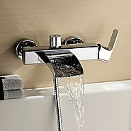 Chrome Finish Single Handle Wall Mount Waterfall Bathtub Faucet (Hand Shower not included)
