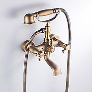 Antique Brass Finish Inspired Tub Faucet with Hand Shower
